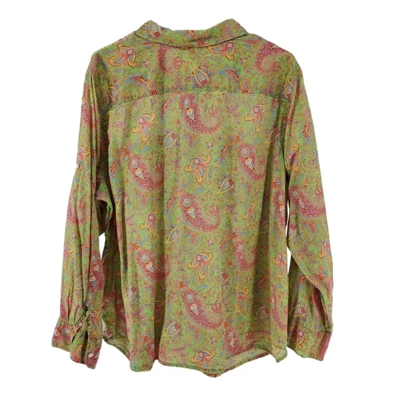 Lauren Ralph Lauren Women's Paisley Print Button-Up Shirt - 2X - Picture 4 of 5